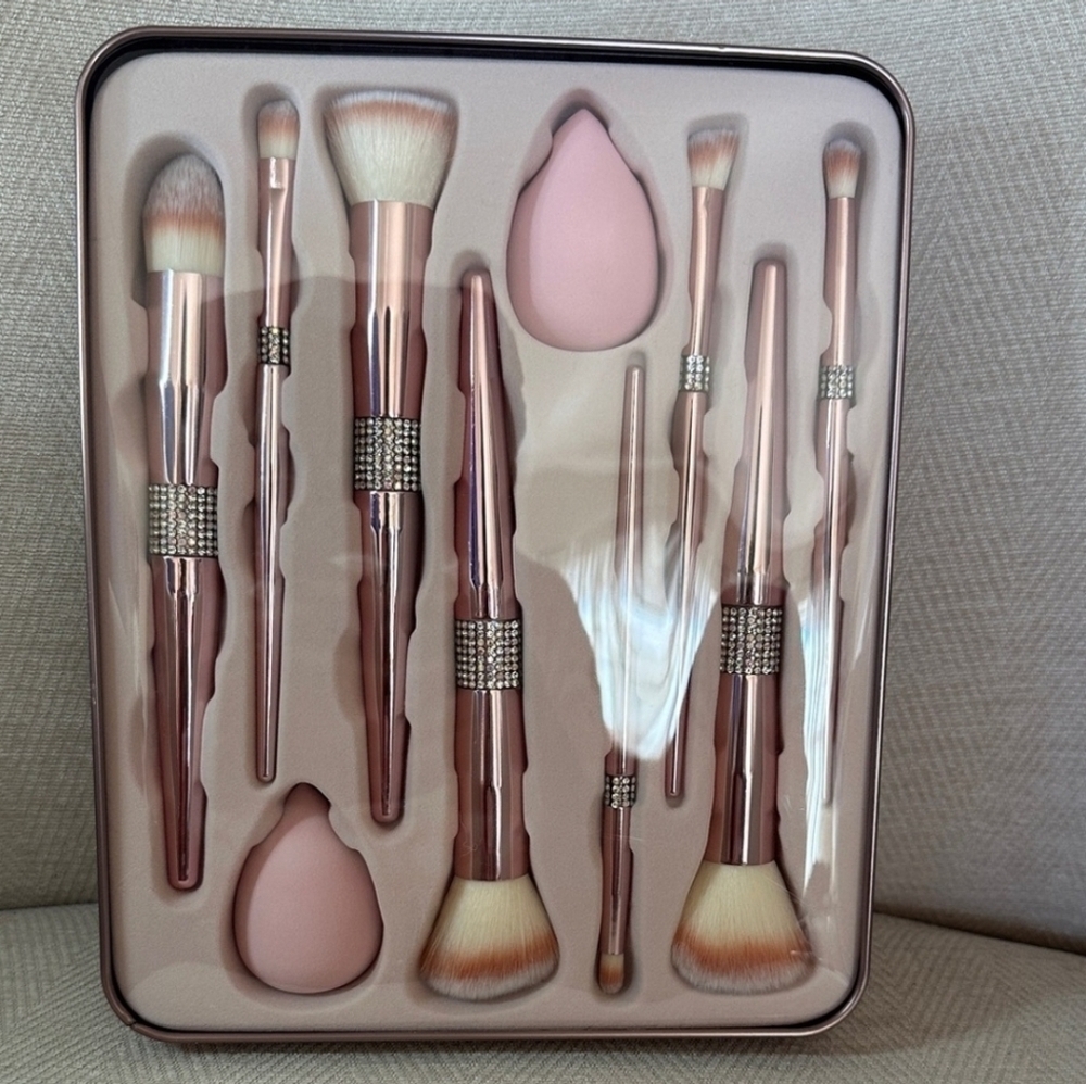 💕▪️Glitz & Glam ▪️Full Face Makeup 11pc Brush Set - Pink - Picture 4 of 5